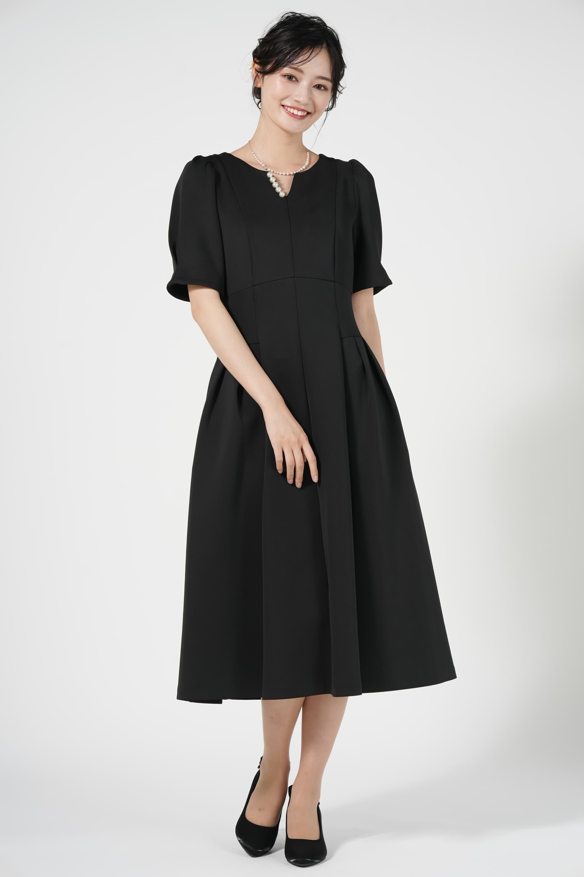 JILLSTUART アクセントパール飾りブラックドレス 