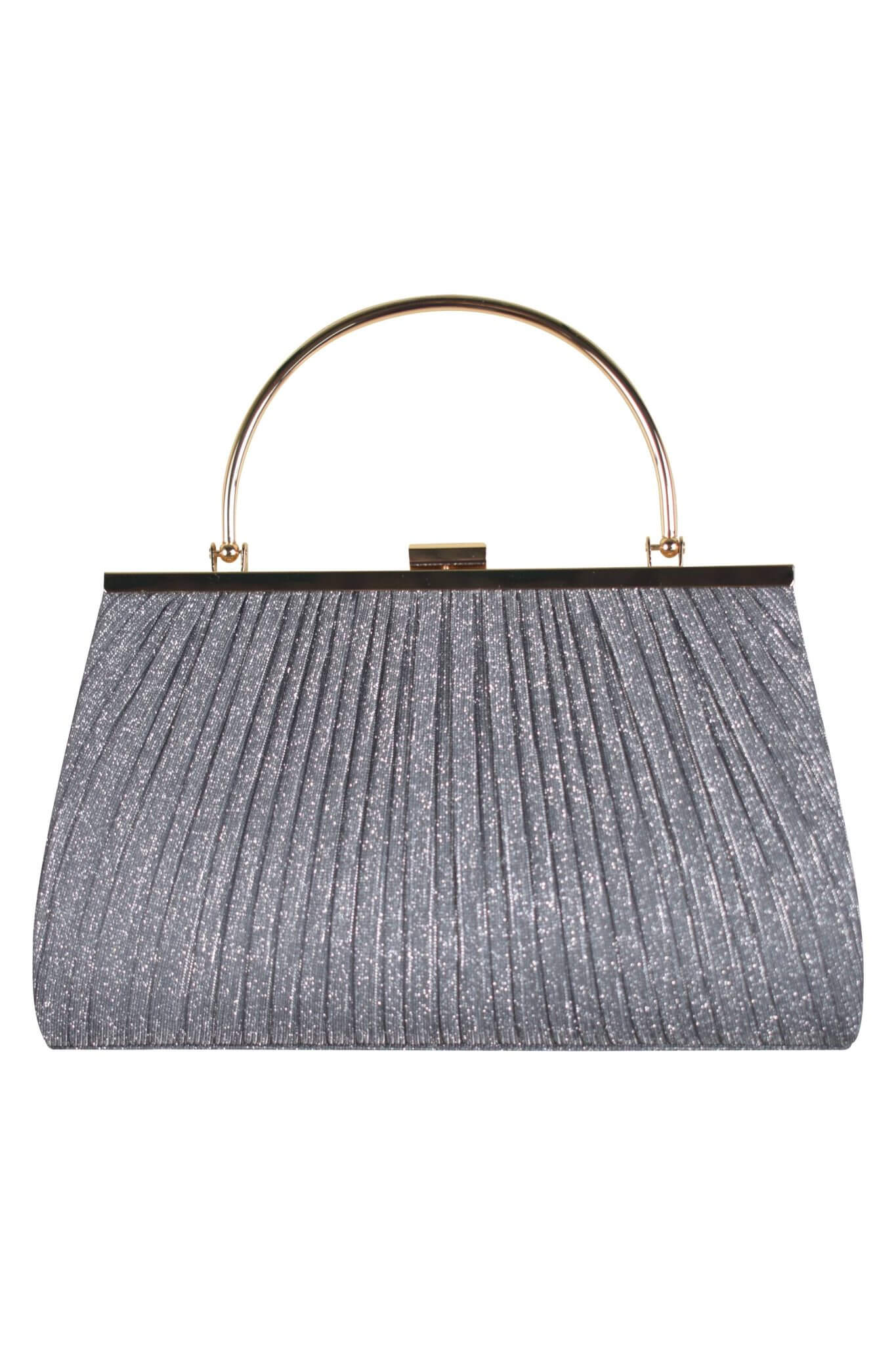 Hermoso luxe　
持ち手付きラメプリーツグレーバッグ